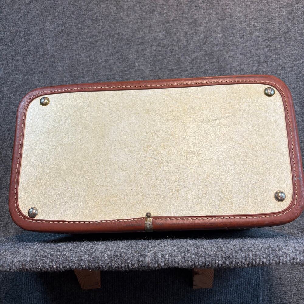Vintage 40s StratOWay Cream Brown Train Case Luggage Carry On Makeup Vanity Box - Picture 6 of 11